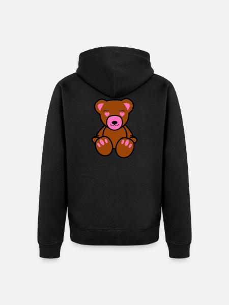Teddy Bear Love - Unisex Premium Organic Zip Hoodie - black