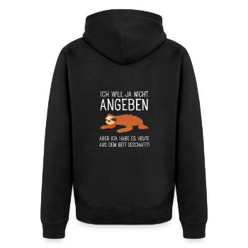 Ich Will Ja Nicht Angeben Faultier Bett Morgen - Unisex Premium Bio Zip Hoodie - Schwarz - Hinten - Nico (187cm)