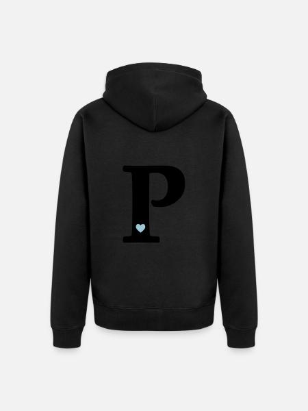 Buchstabe P Anfangsbuchstabe - Unisex Premium Bio Zip Hoodie - Schwarz