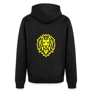 Löwe Krone Logo - Unisex Premium Bio Zip Hoodie - Schwarz - Hinten - Nico (187cm)