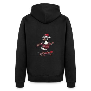 Strauß Weihnachten Lustig - Unisex Premium Bio Zip Hoodie - Schwarz - Hinten - Nico (187cm)