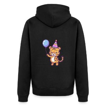 Tiger Geburtstag Baby - Unisex Premium Bio Zip Hoodie - Schwarz - Hinten - Nico (187cm)