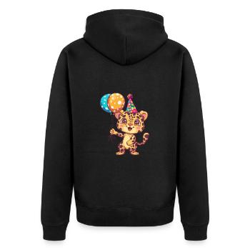 Bébé d’anniversaire léopard - Veste à capuche bio Premium Unisexe - noir - Dos - Nico (187cm)