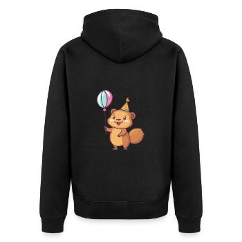 Bébé d’anniversaire de castor - Veste à capuche bio Premium Unisexe - noir - Dos - Nico (187cm)