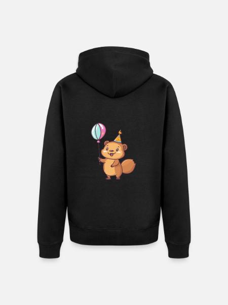 Bébé d’anniversaire de castor - Veste à capuche bio Premium Unisexe - noir