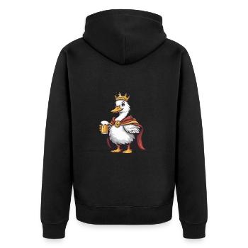 Gans Bier Lustig - Unisex Premium Bio Zip Hoodie - Schwarz - Hinten - Nico (187cm)