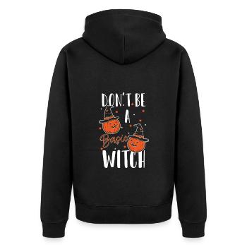 Hexe Magisch Spruch Hexen - Unisex Premium Bio Zip Hoodie - Schwarz - Hinten - Nico (187cm)