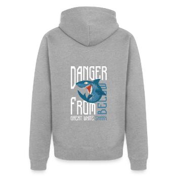 Haie Haifischflosse Unter Wasser - Unisex Premium Bio Zip Hoodie - Grau meliert - Hinten - Nico (187cm)