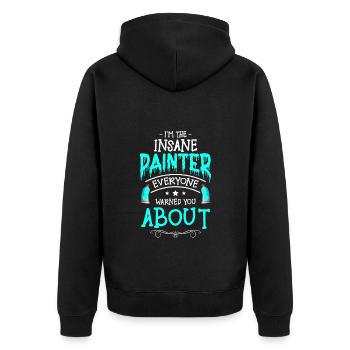 Maler Baustelle Streichen Handwerker - Unisex Premium Bio Zip Hoodie - Schwarz - Hinten - Nico (187cm)