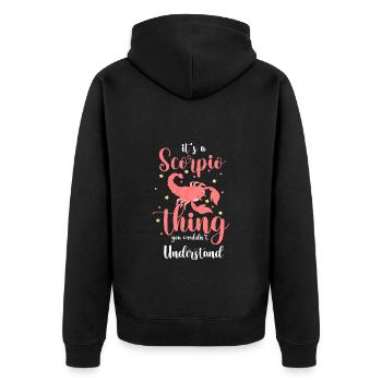 Horoskop Geburtstag Konstellation Oktober - Unisex Premium Bio Zip Hoodie - Schwarz - Hinten - Nico (187cm)