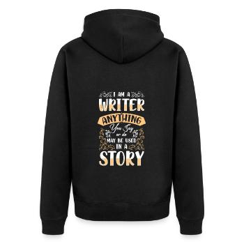 Writers Reading Books - Unisex Premium Organic Zip Hoodie - black - Back - Nico (187cm)