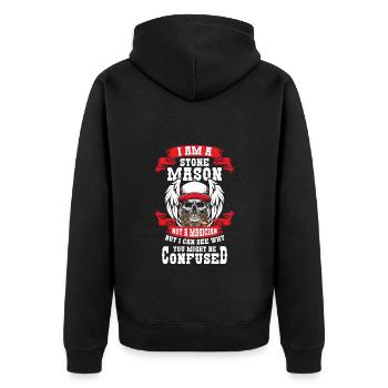Stonemason Guild Master - Unisex Premium Organic Zip Hoodie - black - Back - Nico (187cm)