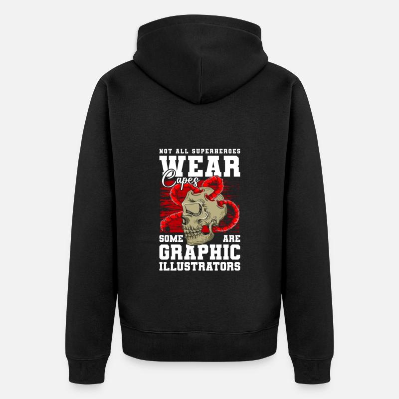 Illustrator Graphic Drawing - Unisex Premium Organic Zip Hoodie - black