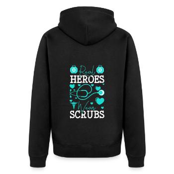 Doctor Study Emergency Wound - Unisex Premium Organic Zip Hoodie - black - Back - Nico (187cm)