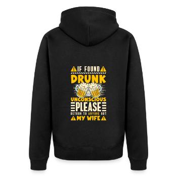 Alkohol Spaß Wochenende - Unisex Premium Bio Zip Hoodie - Schwarz - Hinten - Nico (187cm)