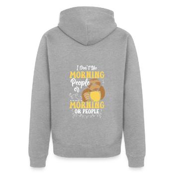 I hate people crowd misanthrope - Unisex Premium Organic Zip Hoodie - heather grey - Back - Nico (187cm)