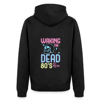 Neon Musik Geek Neon Party - Unisex Premium Bio Zip Hoodie - Schwarz - Hinten - Nico (187cm)