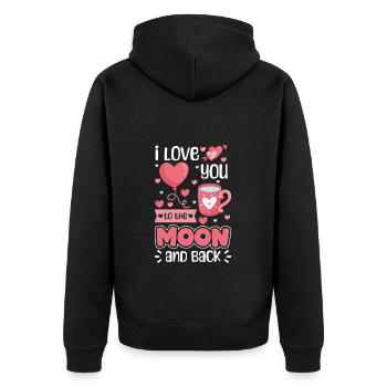 Valentine's Day Couple Wife Affection - Unisex Premium Organic Zip Hoodie - black - Back - Nico (187cm)