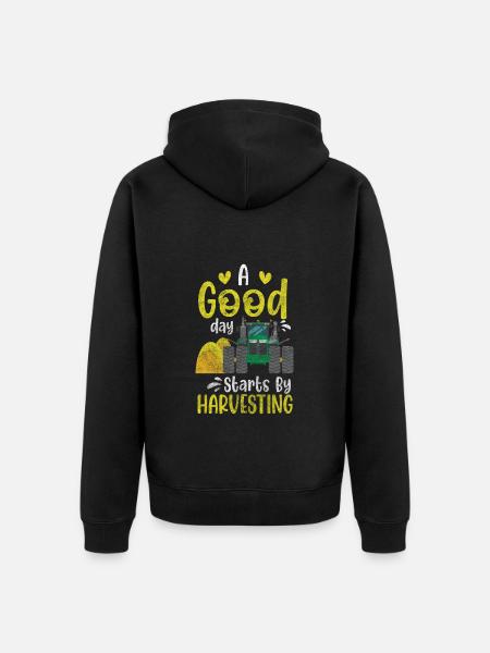 Harvest Field Worker Field - Unisex Premium Organic Zip Hoodie - black