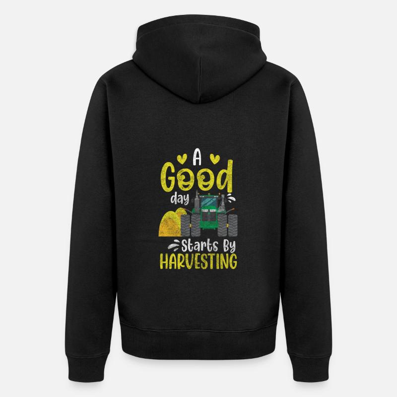 Ernte Feldarbeiter Acker - Unisex Premium Bio Zip Hoodie - Schwarz