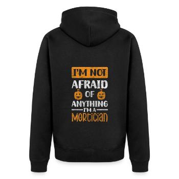 Bestattung Beruf Sarg - Unisex Premium Bio Zip Hoodie - Schwarz - Hinten - Nico (187cm)