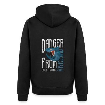 Shark Animal Diver Predator - Unisex Premium Organic Zip Hoodie - black - Back - Nico (187cm)