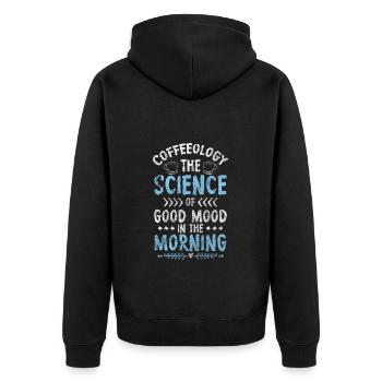Kaffee Espresso Cappuccino Tasse - Unisex Premium Bio Zip Hoodie - Schwarz - Hinten - Nico (187cm)