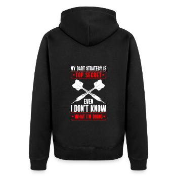 Dartscheibe Game Bullseye Wettkampf - Unisex Premium Bio Zip Hoodie - Schwarz - Hinten - Nico (187cm)