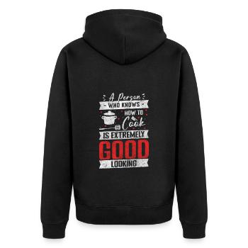 Koch Hobby Cuisine - Unisex Premium Bio Zip Hoodie - Schwarz - Hinten - Nico (187cm)