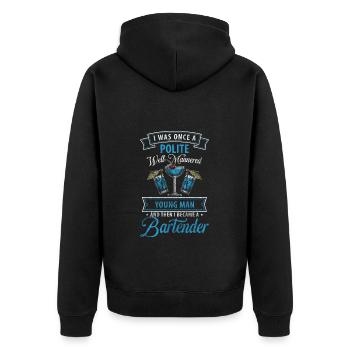 Bar Disko Shaker Trinkgeld - Unisex Premium Bio Zip Hoodie - Schwarz - Hinten - Nico (187cm)