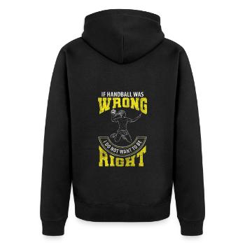 Handballer Handballspieler Turnier Sprungwurf - Unisex Premium Bio Zip Hoodie - Schwarz - Hinten - Nico (187cm)