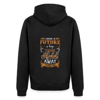 Alkoholfrei Gesund Trinken Neustart - Unisex Premium Bio Zip Hoodie - Schwarz - Hinten - Nico (187cm)