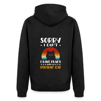 Perser Katze Katzendame Liebe - Unisex Premium Bio Zip Hoodie - Schwarz - Hinten - Nico (187cm)