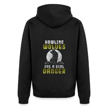 loups lévrier dire loup gris - Veste à capuche bio Premium Unisexe - noir - Dos - Nico (187cm)