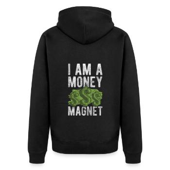 Wealth Finance Happiness Business - Unisex Premium Organic Zip Hoodie - black - Back - Nico (187cm)
