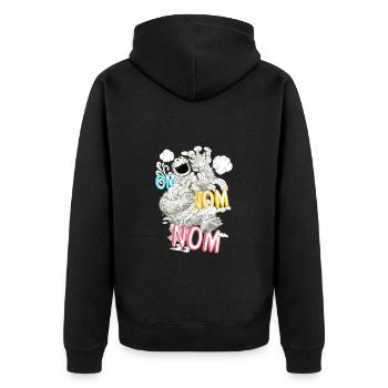 Sesamstraße Krümelmonster Om Nom Kekse - Unisex Premium Bio Zip Hoodie - Schwarz - Hinten - Nico (187cm)