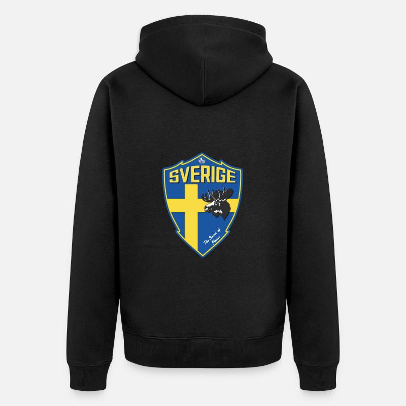 Suède - Armoiries - Bouclier - Veste à capuche bio Premium Unisexe - noir