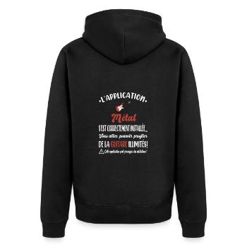 L'application métal s'est correctement installée - Veste à capuche bio Premium Unisexe - noir - Dos - Nico (187cm)