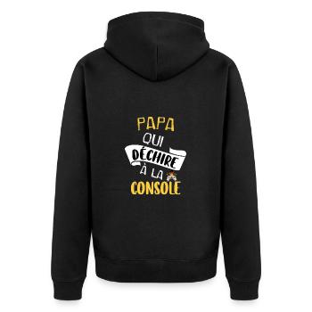 Humoristique papa gamer geek console de jeu tshirt - Veste à capuche bio Premium Unisexe - noir - Dos - Nico (187cm)