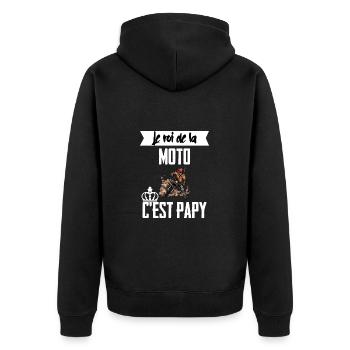 Le roi de la moto c'est papy t-shirt grand-père - Veste à capuche bio Premium Unisexe - noir - Dos - Nico (187cm)