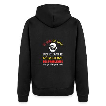 Maillot geek gamer jeux vidéo idée cadeau humour - Veste à capuche bio Premium Unisexe - noir - Dos - Nico (187cm)