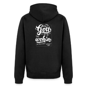 Dein Gott Ist Mit Dir - Unisex Premium Bio Zip Hoodie - Schwarz - Hinten - Nico (187cm)