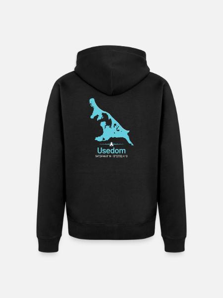 Usedom | Design map - Unisex Premium Organic Zip Hoodie - black