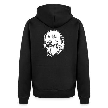 Pyrenean Mountain Dog Head "Black Edition" - Unisex Premium Organic Zip Hoodie - black - Back - Nico (187cm)