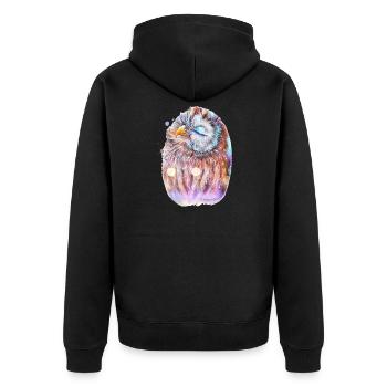 Eule - Unisex Premium Bio Zip Hoodie - Schwarz - Hinten - Nico (187cm)