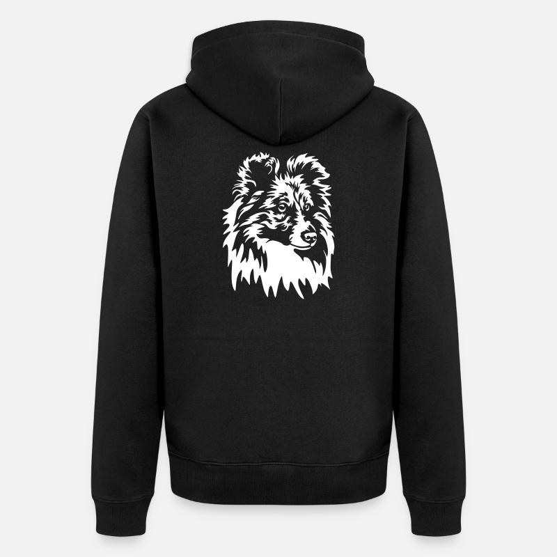 Sheltie Head "Black Edition" - Unisex Premium Organic Zip Hoodie - black