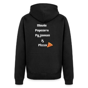 A movie, popcorn, pajamas and pizza - Unisex Premium Organic Zip Hoodie - black - Back - Nico (187cm)