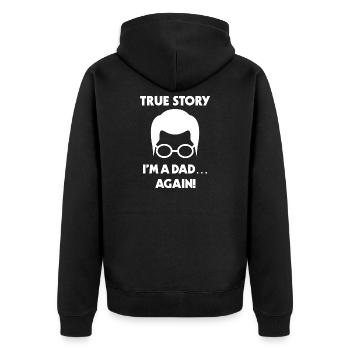 Papa Parents Déclaration Bonheur Famille Enceinte - Veste à capuche bio Premium Unisexe - noir - Dos - Nico (187cm)