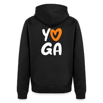 Yoga Herz Handschrift Comic Vektor Meditation Fan - Unisex Premium Bio Zip Hoodie - Schwarz - Hinten - Nico (187cm)