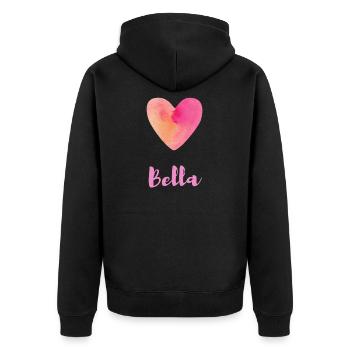 Bella Pink Heart Italian Name T-Shirt - Unisex Premium Organic Zip Hoodie - black - Back - Nico (187cm)